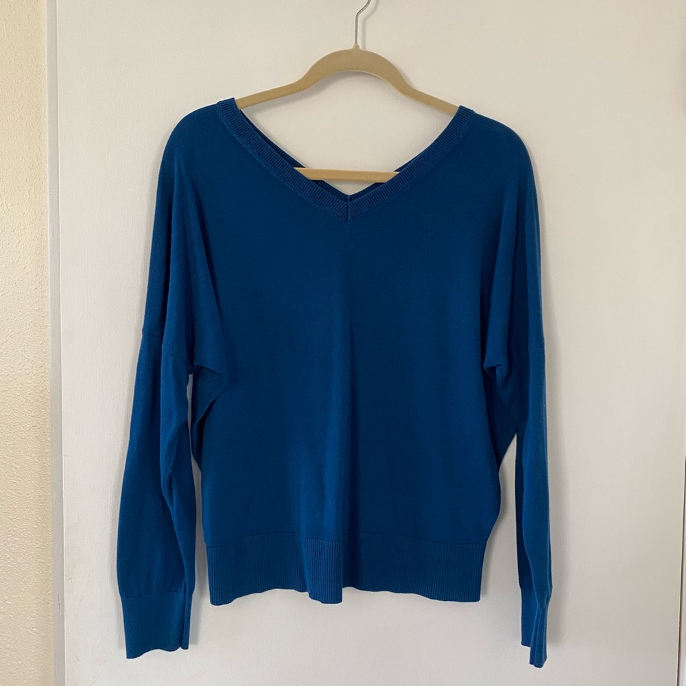 Banana Republic V-Neck Sweater Blue Dolman Sleeve Forever Medium
